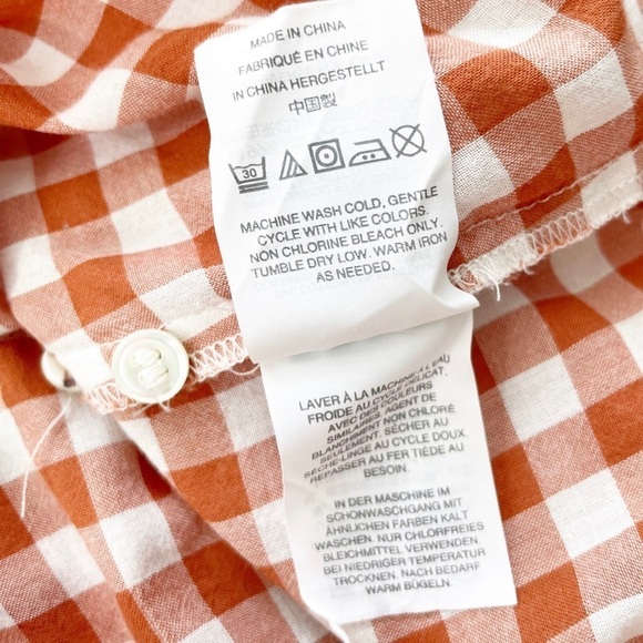 J. Crew Red Gingham Plaid Tie Front Button Down Shirt Size 4 - Picture 12 of 13